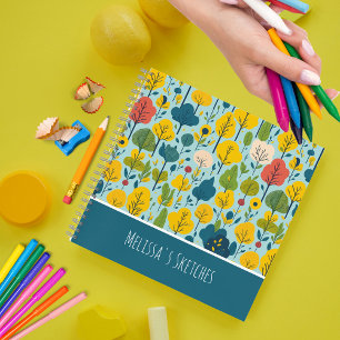 Carnet Joli motif bleu et jaune coloré pour enfants