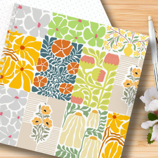 Carnet Joli motif botanique coloré Rose vert bleu