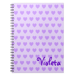 Carnet Joli Motif de coeur personnalisé violet