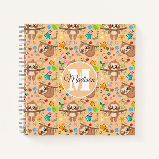 Carnet Joli Motif de fentes rose Fille Monogramme (Devant)