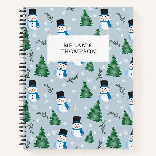 Carnet Joli motif de Noël à l'aquarelle avec neige hivern (Devant)