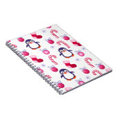 Carnet Joli Motif de Noël rose et blanc avec des pingouin (Côté Droit)