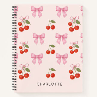Carnet Joli motif de nœud de cerise à l'aquarelle coquett