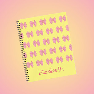 Carnet Joli motif de rubans jaunes et roses Nom de fille