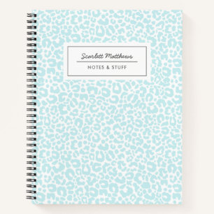 Carnet Joli Motif Empreinte de léopard Pastel Bleu