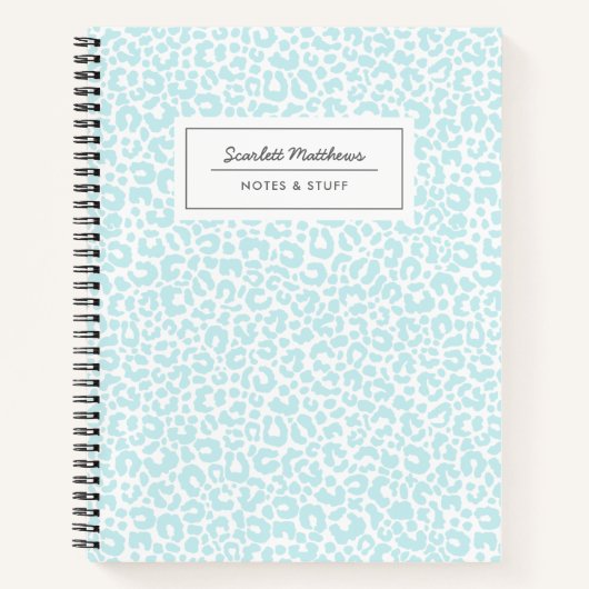 Carnet Joli Motif Empreinte de léopard Pastel Bleu (Devant)