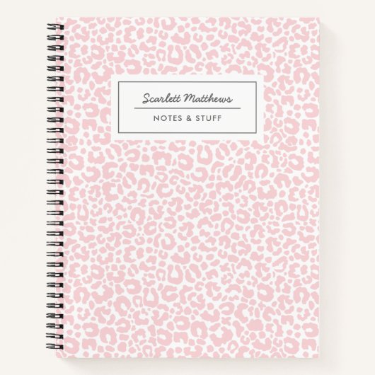 Carnet Joli Motif Empreinte de léopard Pastel rose (Devant)