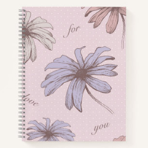 Carnet Joli motif floral avec texte pois romantique