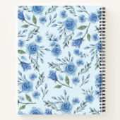 Carnet Joli motif floral bleu à l'aquarelle (Dos)