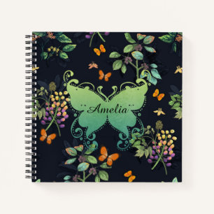 Carnet Joli Motif floral foncé personnalisé