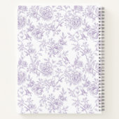 Carnet Joli motif floral pourpre avec Monogramme d'oiseau (Dos)