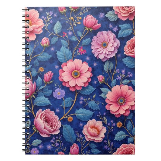 Carnet Joli motif floral rose (Devant)