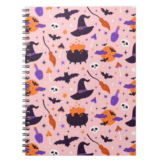 Carnet Joli motif Halloween violet et rose (Devant)