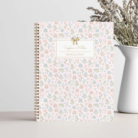 Carnet Joli motif rose rose floral avec Monogramme de fon