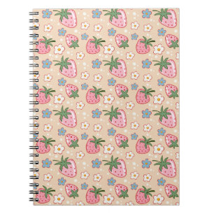 Carnet Joli motif sans couture de fraise et de marguerite
