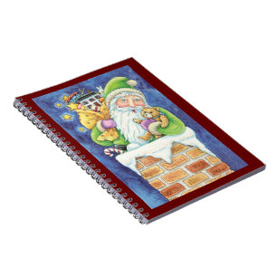 Carnet Joli Noël, Père Noël dans la cheminée avec des jou