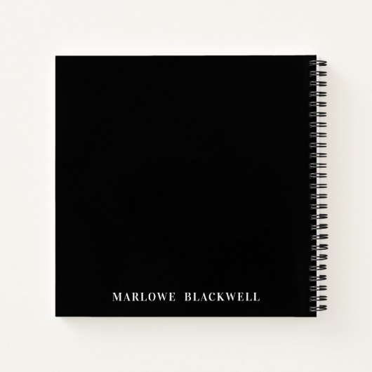 Carnet Joli Noir Blanc Automne Monogramme Script (Dos)