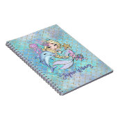 Carnet Joli Nom de Fille Mermaid Bleu Rose Dos École Fill (Côté Droit)