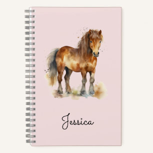 Carnet Joli nom de poney brun fantaisiste Script Cheval