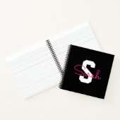 Carnet Joli nom et monogramme | Noir blanc et rose (Intérieur)
