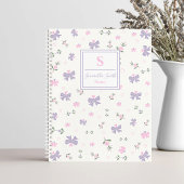 Carnet Joli nom monogramme coquette fleurs et noeuds papi