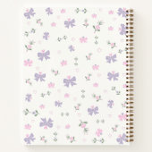 Carnet Joli nom monogramme coquette fleurs et noeuds papi (Dos)