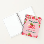 Carnet Joli nom personnalisé fraise rose école primaire E (Intérieur)