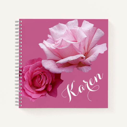 Carnet Joli nom rose roses Karen beau fleuri (Devant)