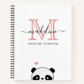 Carnet Joli Panda Blush Pink Monogramme Script (Devant)