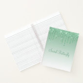 Carnet Joli Parties scintillant Mint Green Script Papillo (Intérieur)
