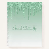 Carnet Joli Parties scintillant Mint Green Script Papillo (Devant)