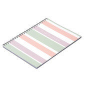 Carnet Joli pastel motif rose-vert violet rayures (Côté gauche)