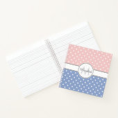 Carnet Joli Pastel Rose bleu Polka Motif Monogramme (Intérieur)