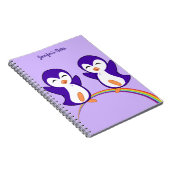 Carnet Joli Penguin pourpre Arc-en-ciel Monogrammes enfan (Côté Droit)