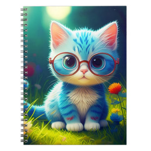 Carnet Joli petit chaton bleu portant des lunettes-276548
