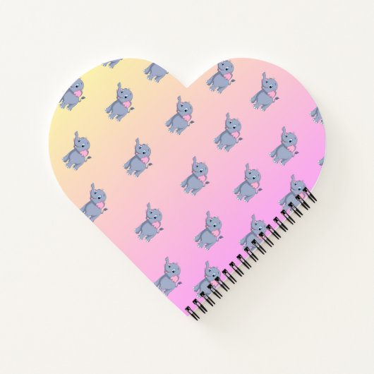 Carnet joli petit éléphant rose gris  (Dos)