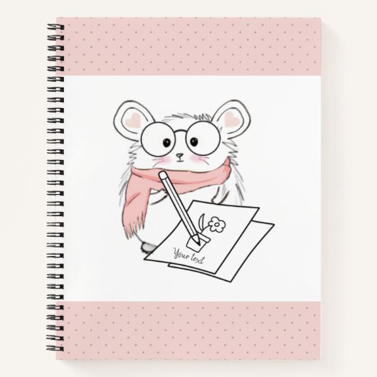 Carnet Joli petit hamster intelligent rose (Devant)