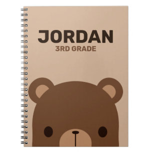 Carnet Joli petit ours brun avec nom personnalisé