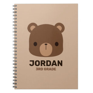 Carnet Joli petit ours brun avec note de nom personnalisé