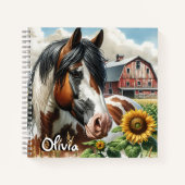 Carnet Joli Pinto Brun et Blanc Cheval à la Ferme Rustiqu (Devant)