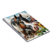 Carnet Joli Pinto Brun et Blanc Cheval sur Ferme Rustique (Côté Droit)