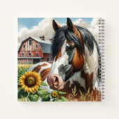 Carnet Joli Pinto Brun et Blanc Cheval sur Ferme Rustique (Dos)