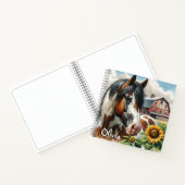 Carnet Joli Pinto Brun et Blanc Cheval sur Ferme Rustique (Intérieur)