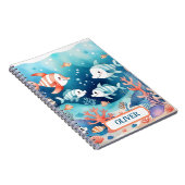 Carnet Joli poisson corail aquarelle personnalisé (Côté Droit)