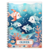 Carnet Joli poisson corail aquarelle personnalisé (Devant)