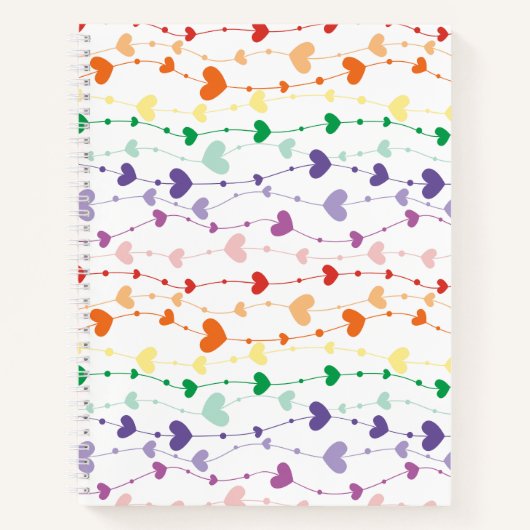 Carnet Joli Rainbow Hearts Motif école pour enfants (Devant)