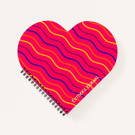 Carnet Joli Rayure Personnalisé Nom Rose (Devant)