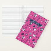 Carnet Joli Retro Doodle Heart Star Love Motif rose (À l'intérieur)