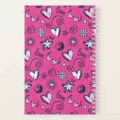 Carnet Joli Retro Doodle Heart Star Love Motif rose (Verso)