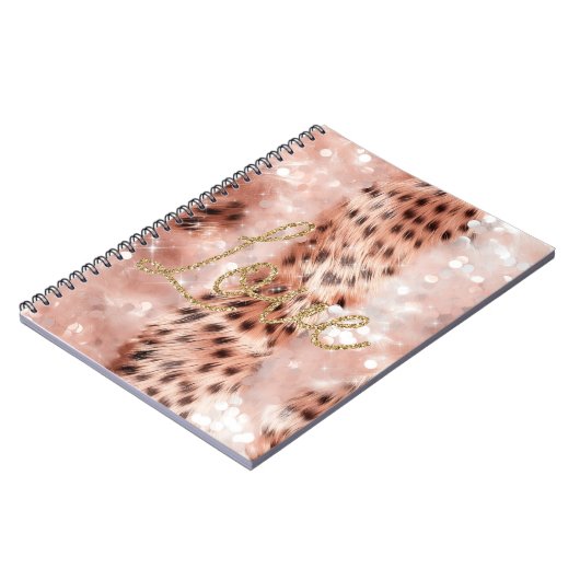 Carnet Joli Rose Gold Leopard Bokeh (Côté gauche)